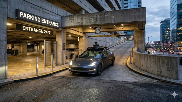 Autonomous vehicle navigating into a parking structure using sensors and cameras